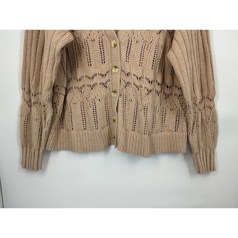 Torrid Size 2 Tan Pointelle Knit Cardigan Sweater Button Cottagecore Grannycore - Picture 5 of 11